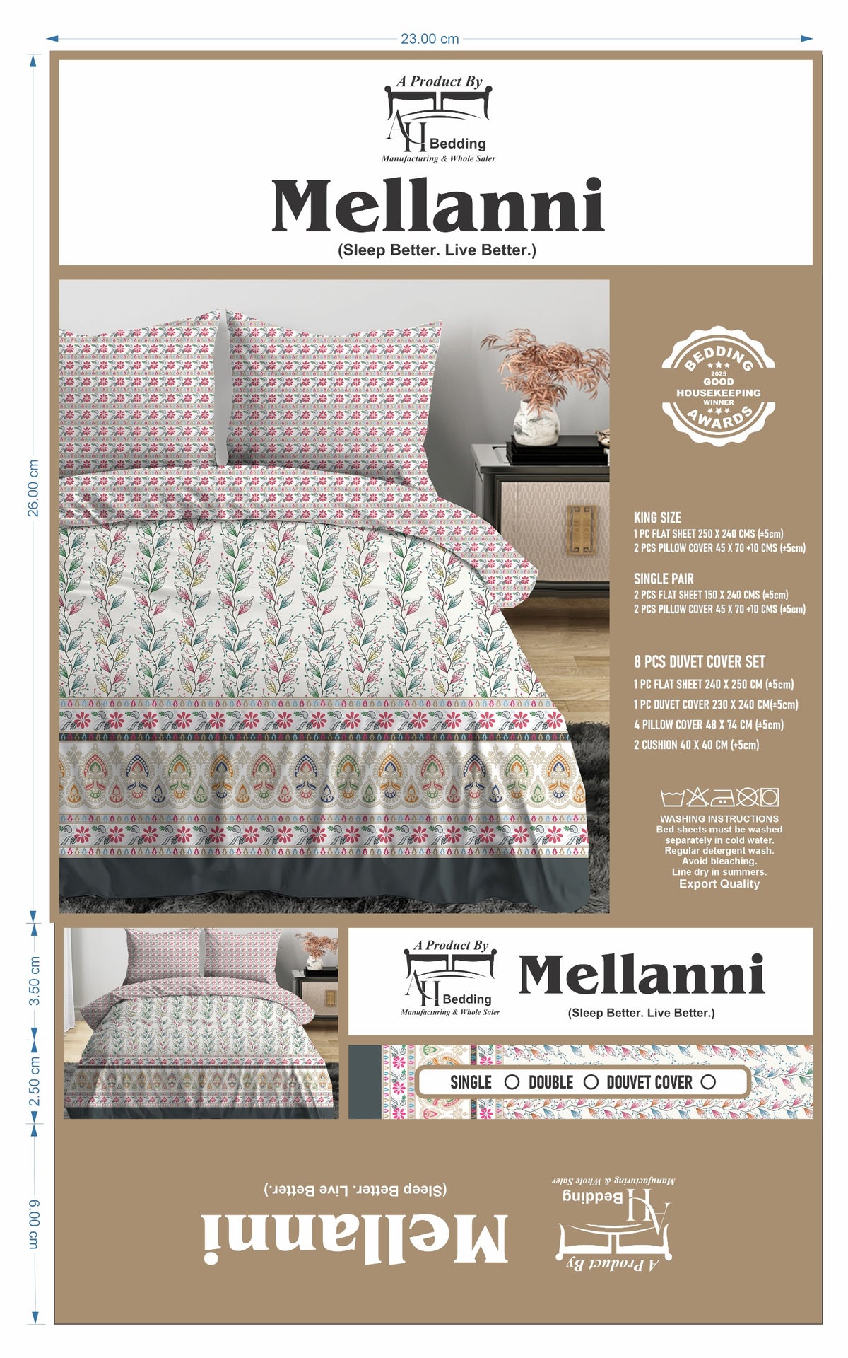 Mellanni Premium Floral Printed Bed Sheet Set – Soft Breathable Fabric with Pillow Covers | King, Single & Duvet Cover Options
