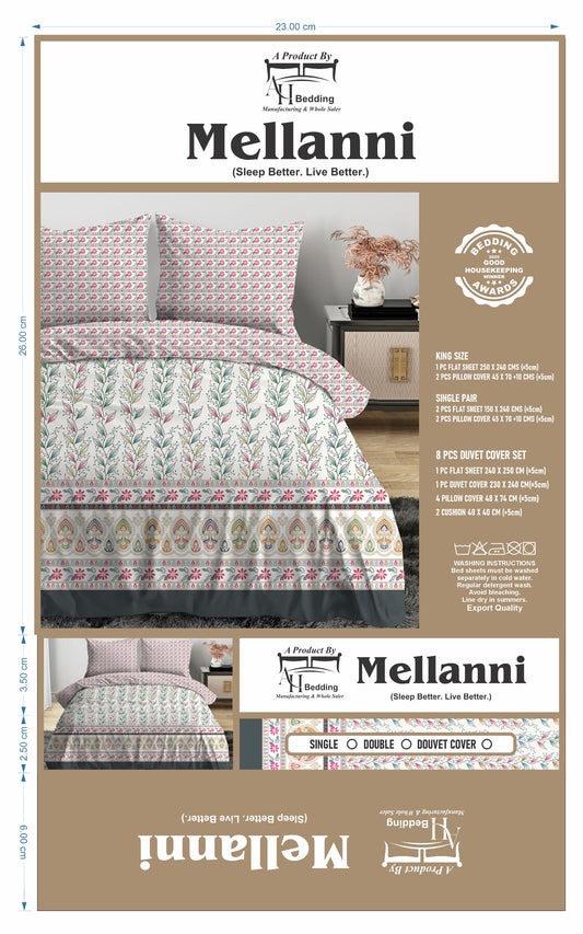 Mellanni Premium Floral Printed Bed Sheet Set – Soft Breathable Fabric with Pillow Covers | King, Single & Duvet Cover Options