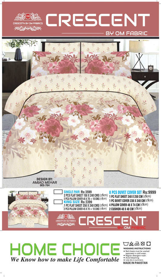 Crescent by OM Fabric  Bedding Set – Soft Premium Bedsheet Set with Pillow Covers | Single, King & 8-Piece Duvet Cover Set