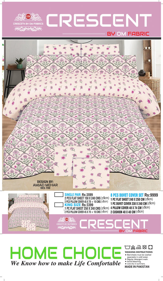 Crescent by OM Fabric  Bedding Set – Soft Premium Bedsheet Set with Pillow Covers | Single, King & 8-Piece Duvet Cover Set